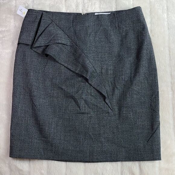 The Limited Side Drape Pencil Skirt Jodi Arnold Charcoal Trendy Mini Ruffle - Picture 1 of 5